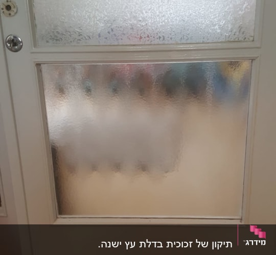 דלת זכוכית חלבית עם ידית מתכת
